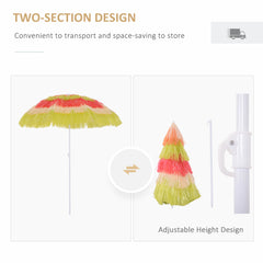1.6m Garden Hawaii Parasol, Patio Beach Sun Umbrella Sunshade Hawaiian Folding Tilting Crank Parasol (Multicolour)