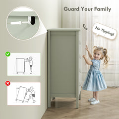 Bedroom Chest of Drawers, Modern 4 Drawer Dresser Cabinet with PU Leather Handles and Metal Runners for Living Room, Hallway, Entryway, Green