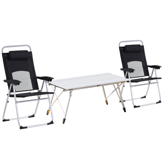3 Piece Folding Camping Table and Chairs Set, Backpacking Chairs with Portable Table