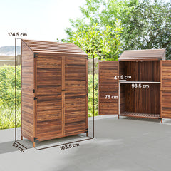 103.5 x 59 cm Wooden Garden Shed - Brown