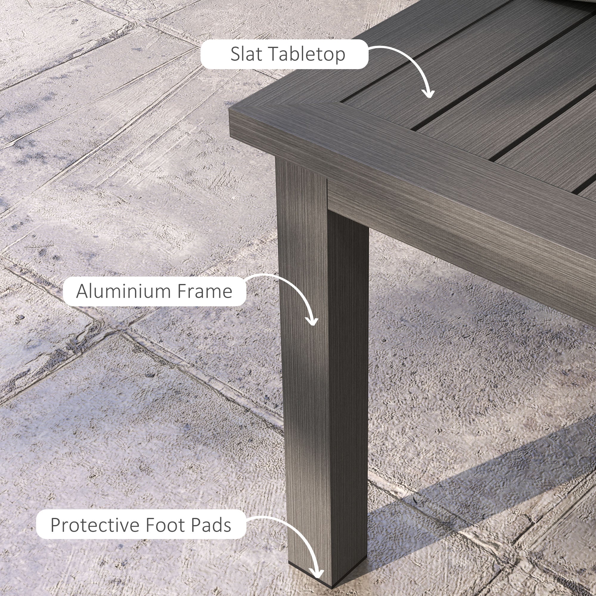 100cm x 60cm Aluminium Outdoor Coffee Table - Brown
