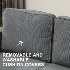 Small Two-Seater Corduroy Sofa - Grey