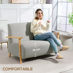 Small Sherpa Fabric 2 Seater Sofa Settee - Light Grey