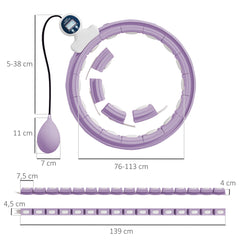 SPORTNOW Smart Weighted Hula Hoop, Massage Hula Ring w/ 16 Detachable Knots, 360° Auto-Rotating Ball, Digital Counter, Purple