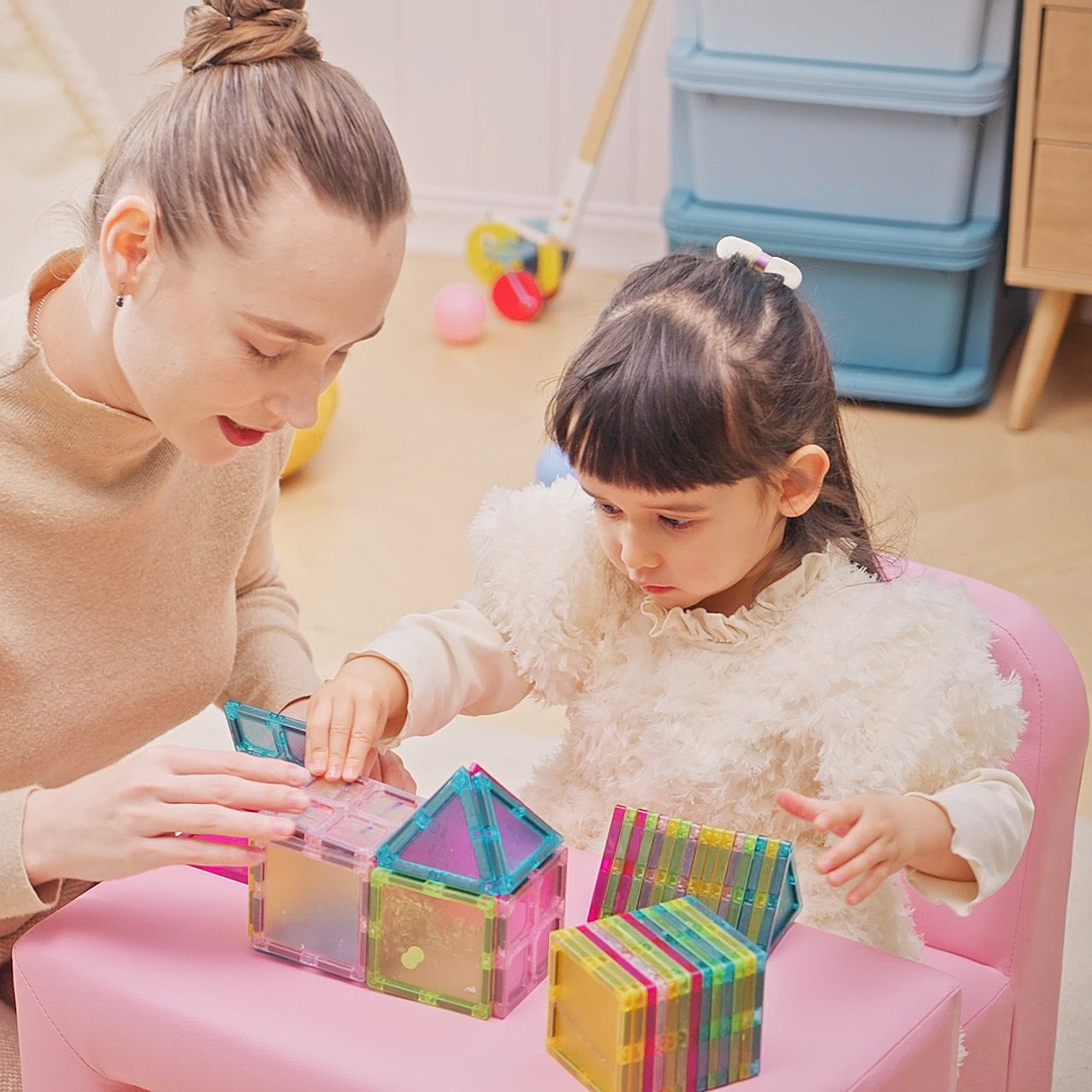 2 In 1 Toddler Sofa Chair, 48 x 44 x 41 cm, for Game Relax Playroom, Pink