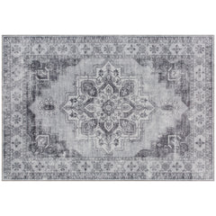 Fynco - Vintage Area Rug, Non-Slip Washable Rug, Flannel Floor Carpet for Living Room, Bedroom, Dining Room, Home Office, 290 x 200 cm, Grey