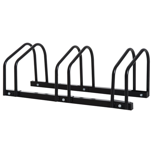 Bike Stand Parking Rack Floor or Wall Mount Bicycle Cycle Storage Locking Stand (3 Racks, Black)