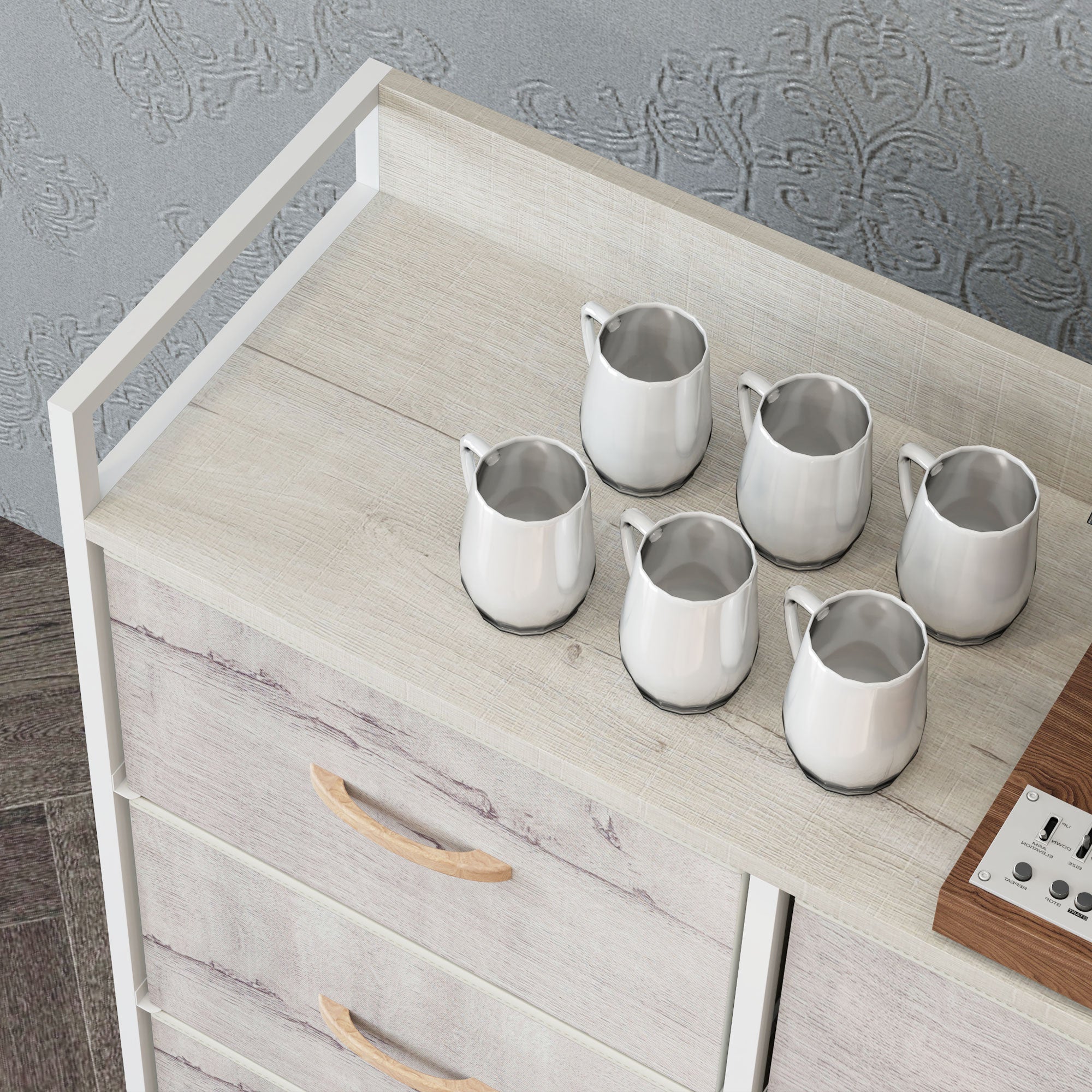 Rustic Chest of Six Fabric Drawers - Natural