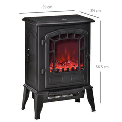 Fynco - Free standing Electric Fireplace Stove, Fireplace Heater with Realistic Flame Effect, Overheat Safety Protection, 1000W/2000W, Black