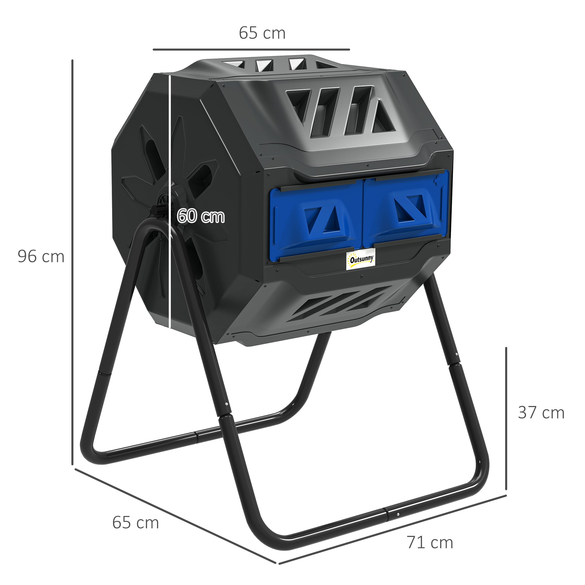 160L 360° Rotating Dual Chamber Composter - Blue