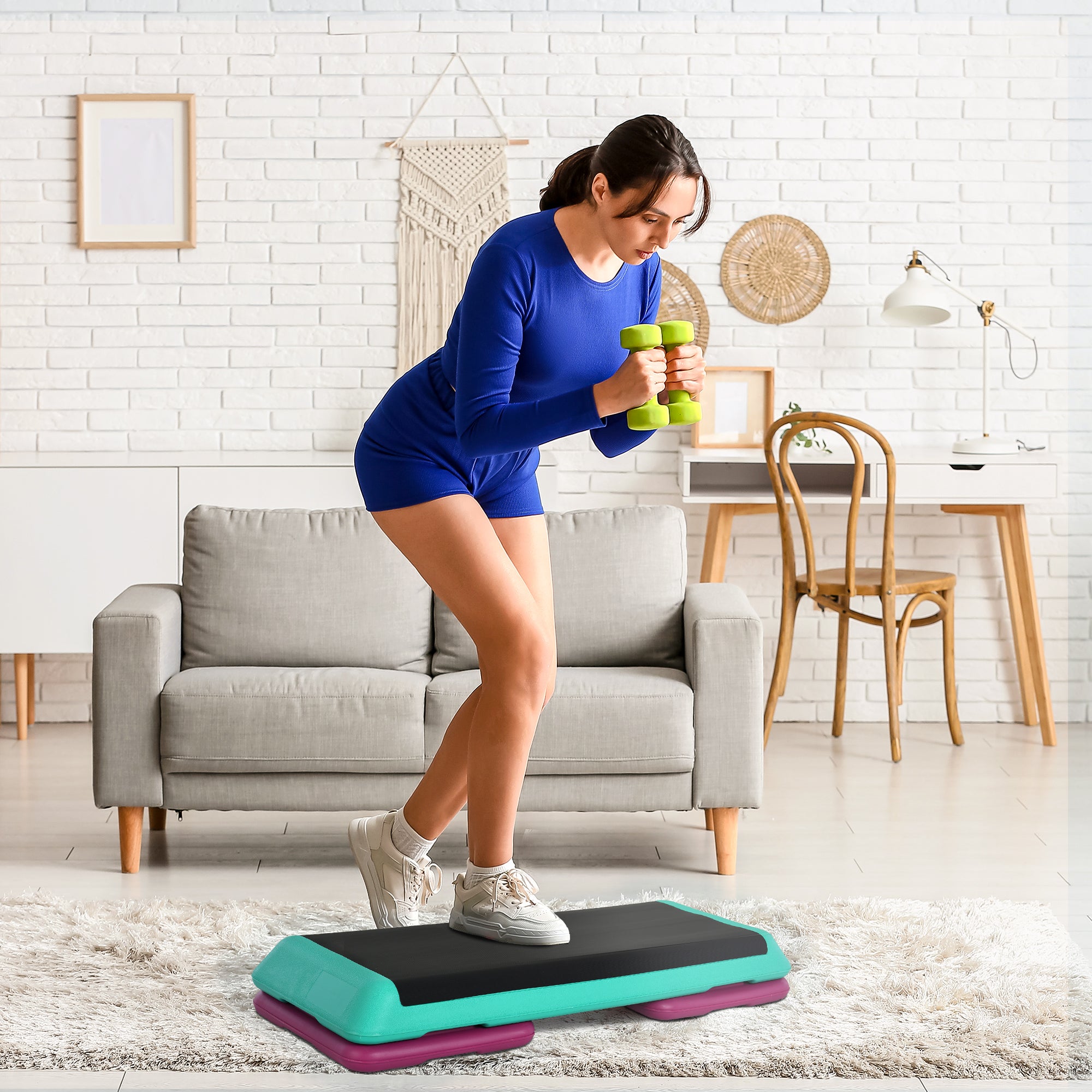 3-Level Aerobic Step 10/15/20cm Steppers for Exercise Workout w/ Non-Slip Top Compact Stepper Home Office Indoor Outdoor Fitness Equipment