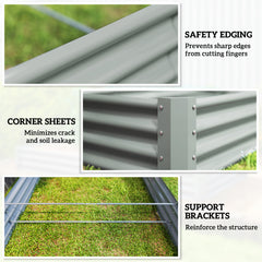 Fynco - 240 x 120cm Galvanised Steel Open Planter - Silver