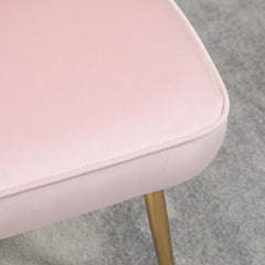 Shell Dining Chairs Set of 2, Upholstered Kitchen Chairs with Gold Metal Legs and Backrest, Velvet Fabric Lounge Leisure Chairs for Living Room, Reception Room, Pink