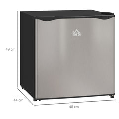 46 Litre Table Top Mini Fridge, Small Fridge with Ice Box, Reversible Door, Adjustable Temperature and Legs for Bedrooms, Home Office, Silver Tone