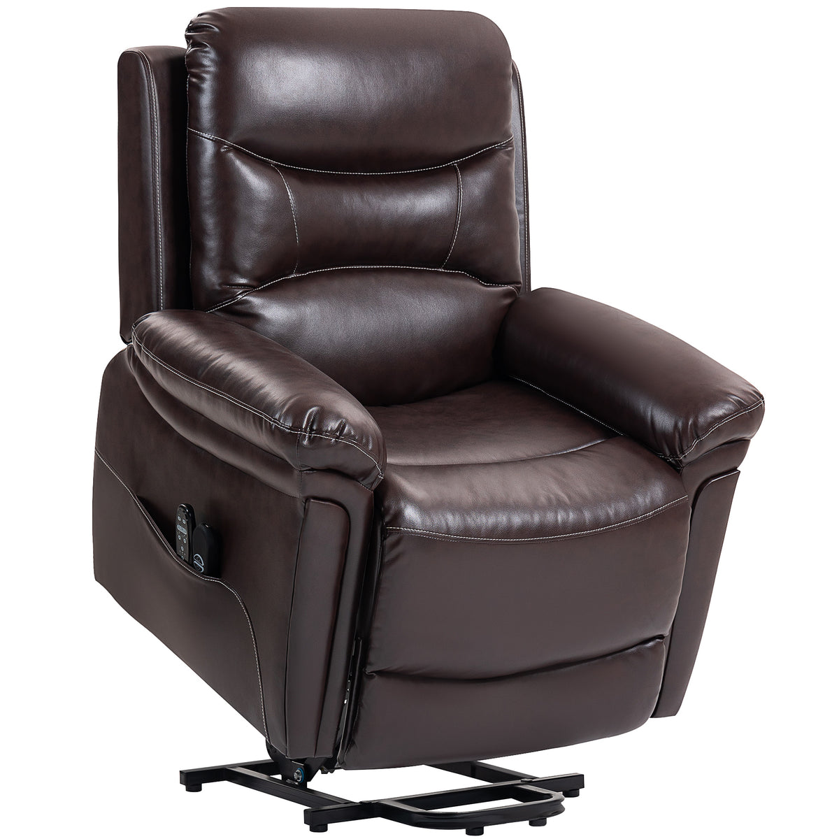 Fynco - Power Lift Recliner Chair with Vibration Massage, Heat, USB - Brown