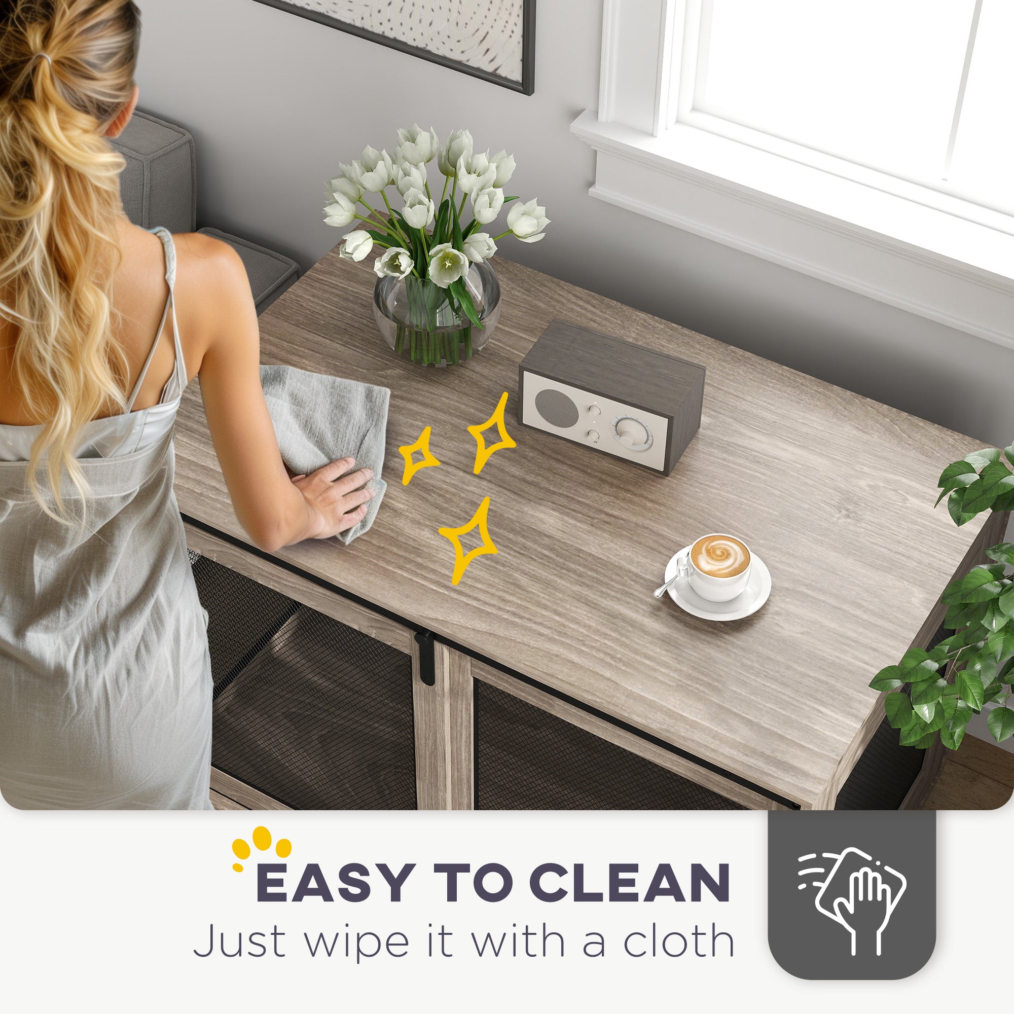 Dog Crate Furniture with Sliding Door for XL Dogs, Brown