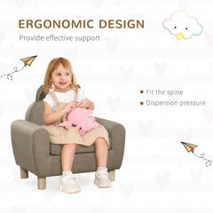 Kids Sofa Toddler Chair Children Armchair for Preschool Bedroom Playroom with Ear Modeling Wood Brown