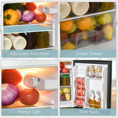 Fynco - 88L Under Counter Fridge Freezer, Small Refrigerator with 5-Setting, 3 Star Freezer Rating, Black