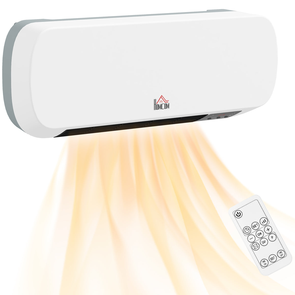 Fynco - 2000W Wall Mounted Ceramic Space Heater, 10-49°C Temperature, White