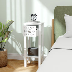 Set of Two Elegant Floral Cut-Out Side Tables - White