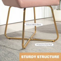 Modern Arm Chair Set of 2 Upholstered Accent Chair with Metal Base for Living Room Pink