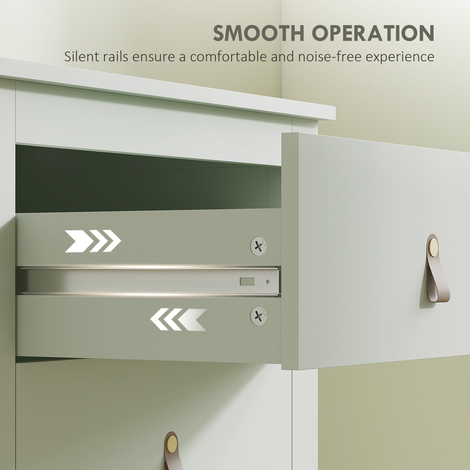 Bedroom Chest of Drawers, Modern 4 Drawer Dresser Cabinet with PU Leather Handles and Metal Runners for Living Room, Hallway, Entryway, Green