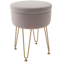 5L Velvet-Feel Storage Ottoman - Light Pink