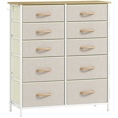 Chest of Ten Fabric Drawers - Beige