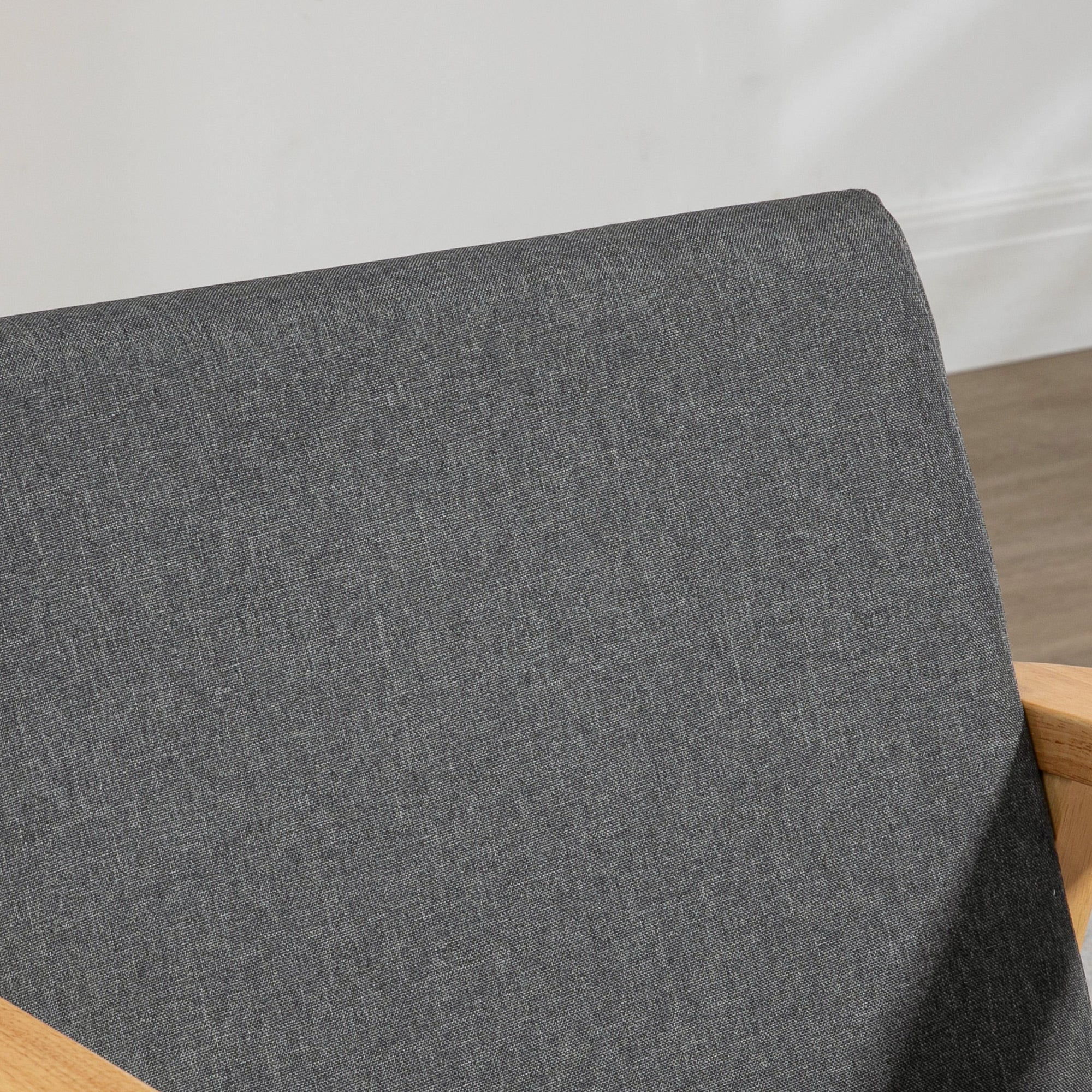 Set of 2 Accent Armchair, Living Room Chair, Wooden Upholstered Single Lounge Chair with Rubber Wood Legs and Padded Seat , Leisure Sofa Chair for Bedroom Office, Dark Grey