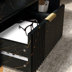 Elegant Marble Effect Storage Coffee Table - Black