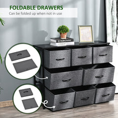 Chest of Drawers with 8 Foldable Drawers, 3-Tier Fabric Bedroom Dresser, Clothes Storage Unit for Bedroom Living Room, Dark Grey