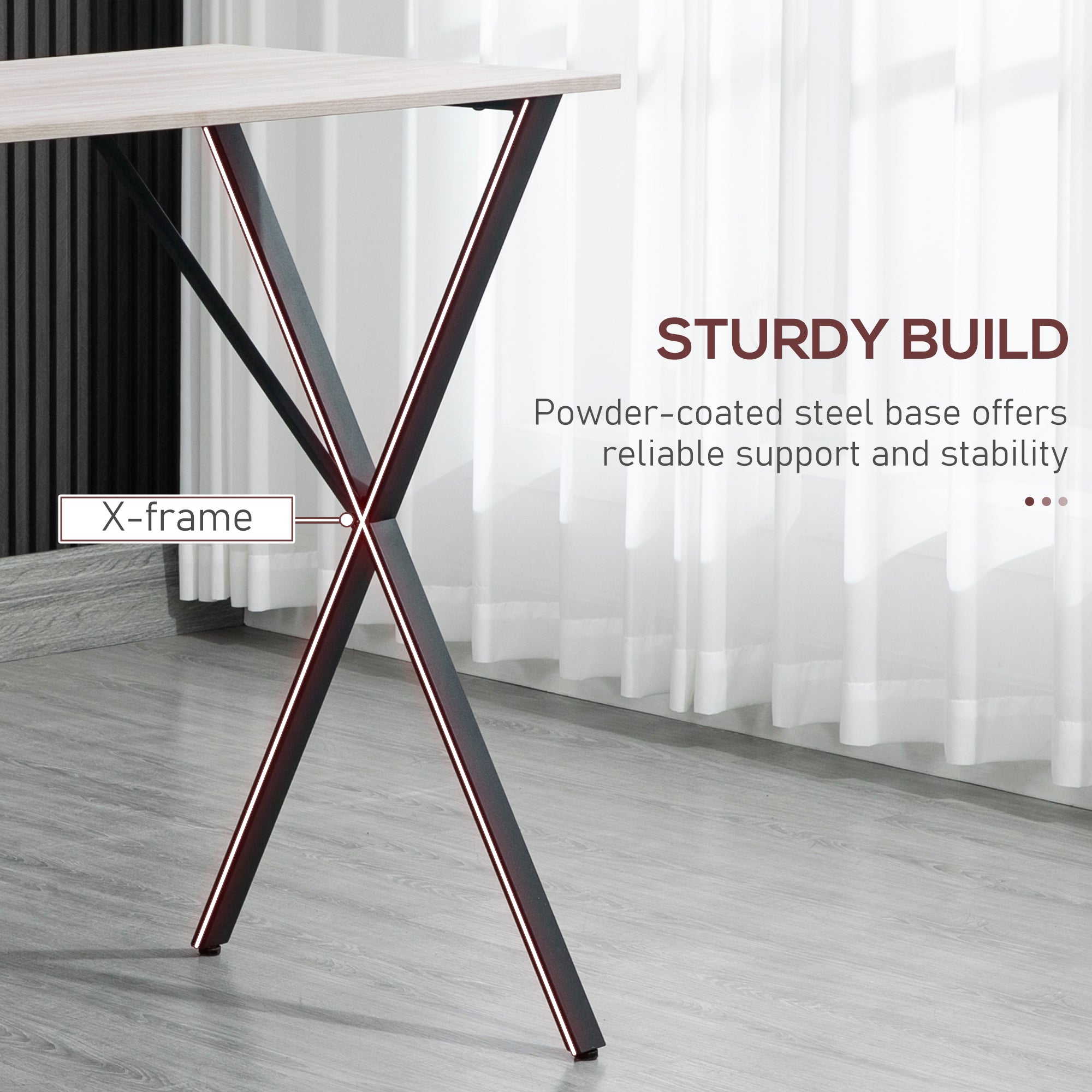 120 cm Rectangular Bar Table for 4 People, Modern Breakfast Bar Table with Wood Effect Tabletop, Steel Legs, Coffee Desk for Living Room, White