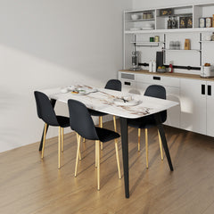 Modern Dining Chairs Set of 4, Kitchen Chairs with Backrest and Steel Legs for Dining Room, Living Room, Black