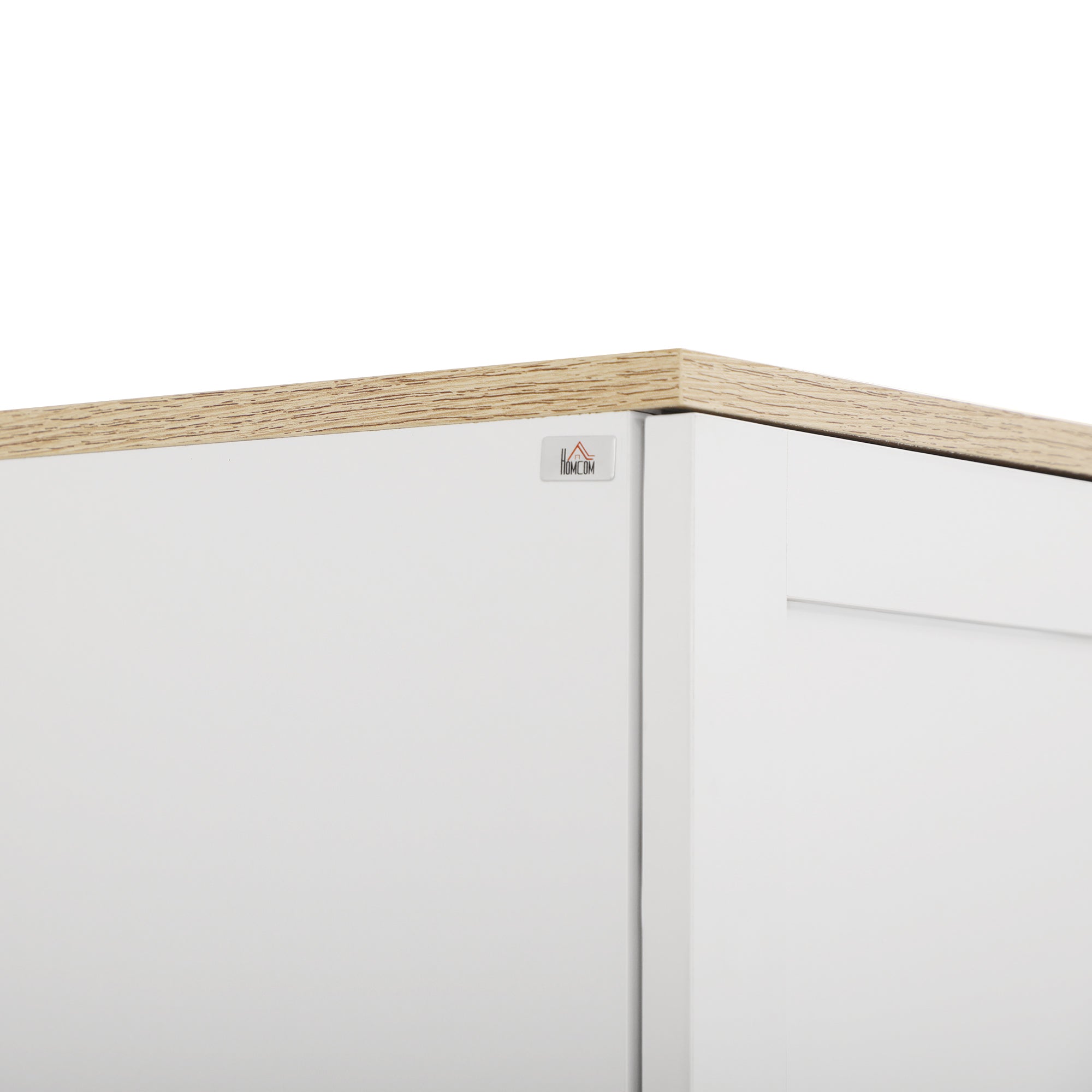 Freestanding Kitchen Cupboard, 4-Door Storage Cabinet Organizer with Adjustable Shelves White