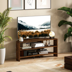 Corner TV Stand with 2 Open Shelves for 47 Inch TV - Rustic Brown