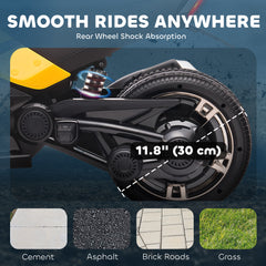 AIYAPLAY 12V Kids Electric Ride On Car with 3 Wheeler, MP3 Player, Horn, 2 Speeds, LED Lights for Boys & Girls Ages 3-8, Yellow