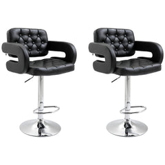 Set of 2 PU Leather Upholstered Swivel Bar Stool, Height Adjustable Barstool with Back, Armrest, Footrest for Kitchen