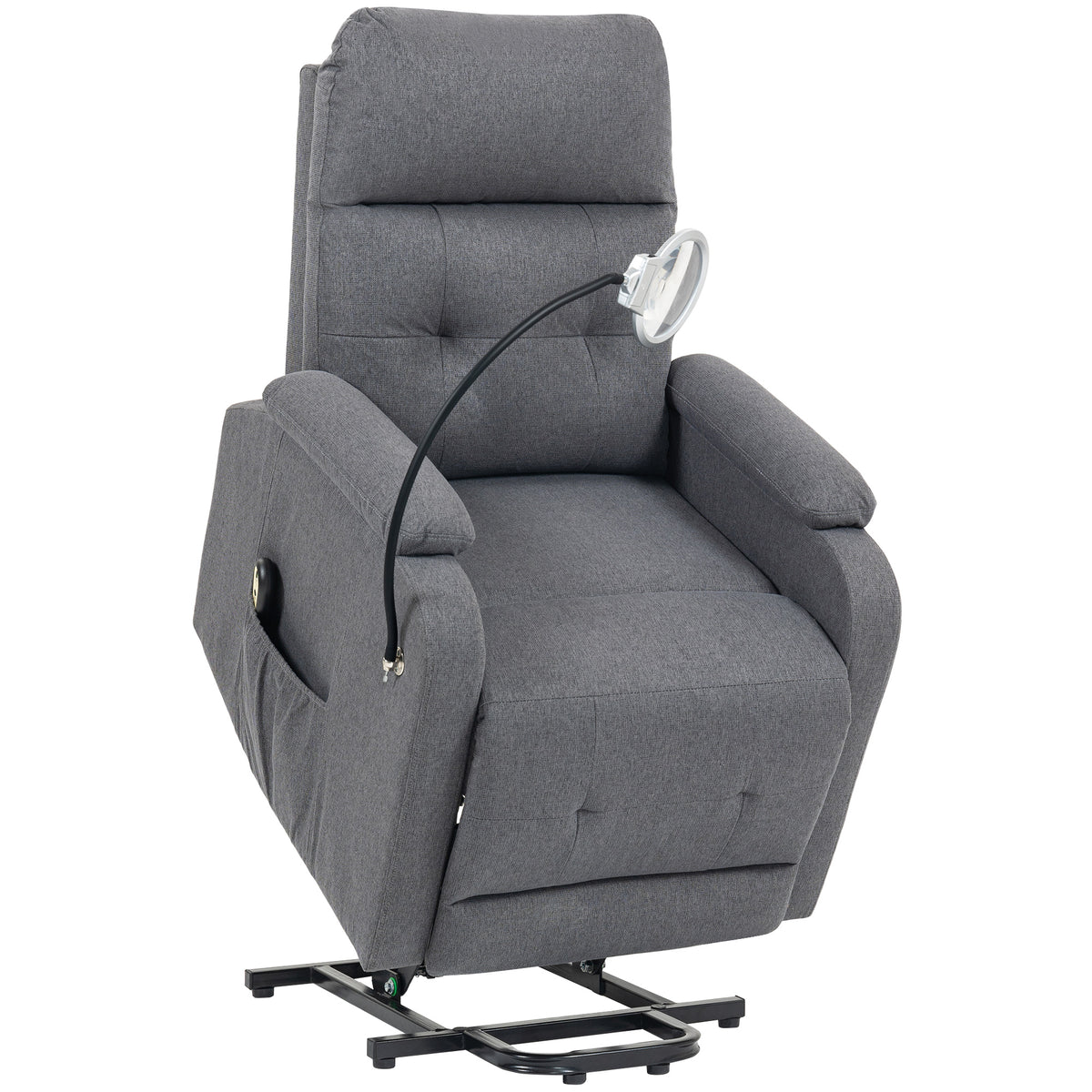 Fynco - Electric Rise/Recline Armchair, with Reading Light - Grey