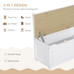 4-Piece Kids Table and Chair Set with 2 Wooden Chairs, 1 Storage Bench, and Interesting Modern Design, Beige/White