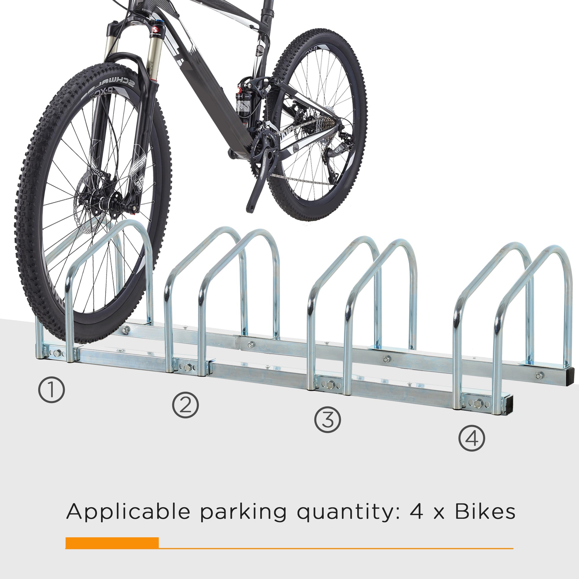 Bike Stand Parking Rack Floor or Wall Mount Bicycle Cycle Storage Locking Stand (4 Racks, Silver)