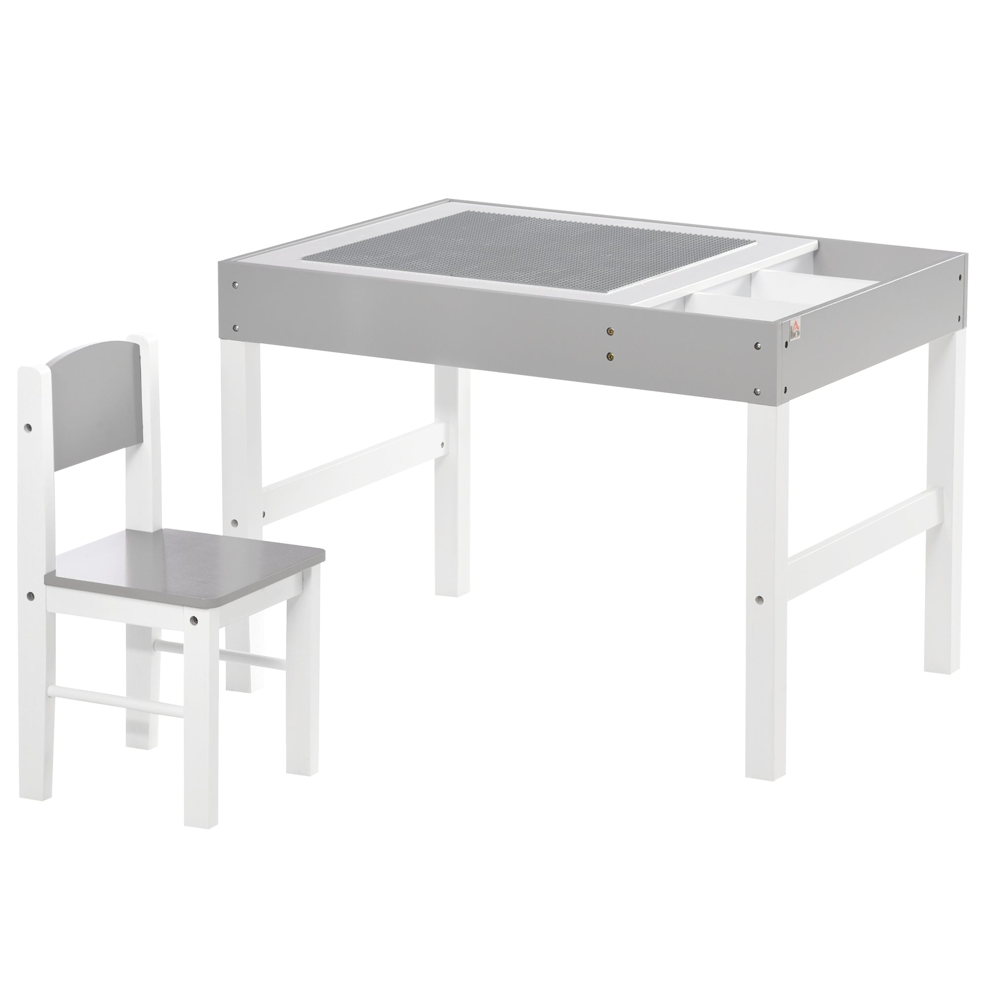 Kids Table and Chair Set, with Storage Space - Grey
