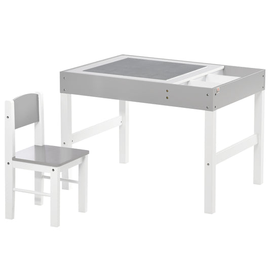 Kids Table and Chair Set, with Storage Space - Grey