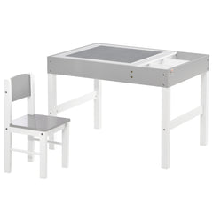 Kids Table and Chair Set, with Storage Space - Grey