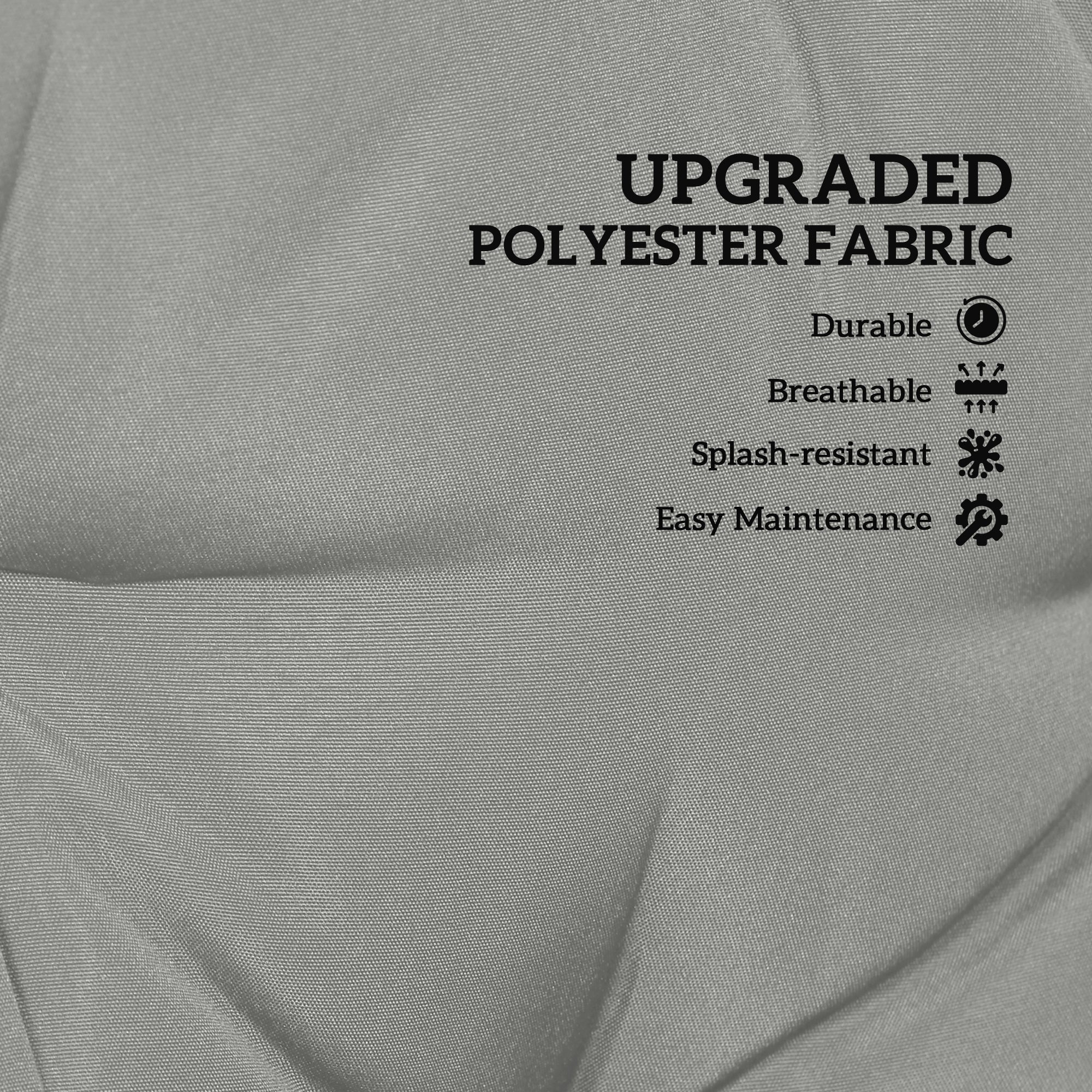 Fynco - 2 Seater Bench Pad, Garden Chair Cushion with Back and Ties for Indoor and Outdoor Use, 98 x 100 cm, Light Grey