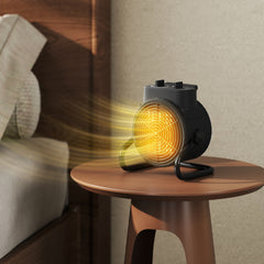 Fynco - 2000W Portable Ceramic Electric Heater with Fan - Black