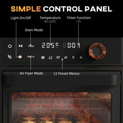 Air Fryer Oven, 13L Mini Oven, Multifunction Countertop Convection Oven w/ 12 Presets, Adjustable Temp and Time, 1500W