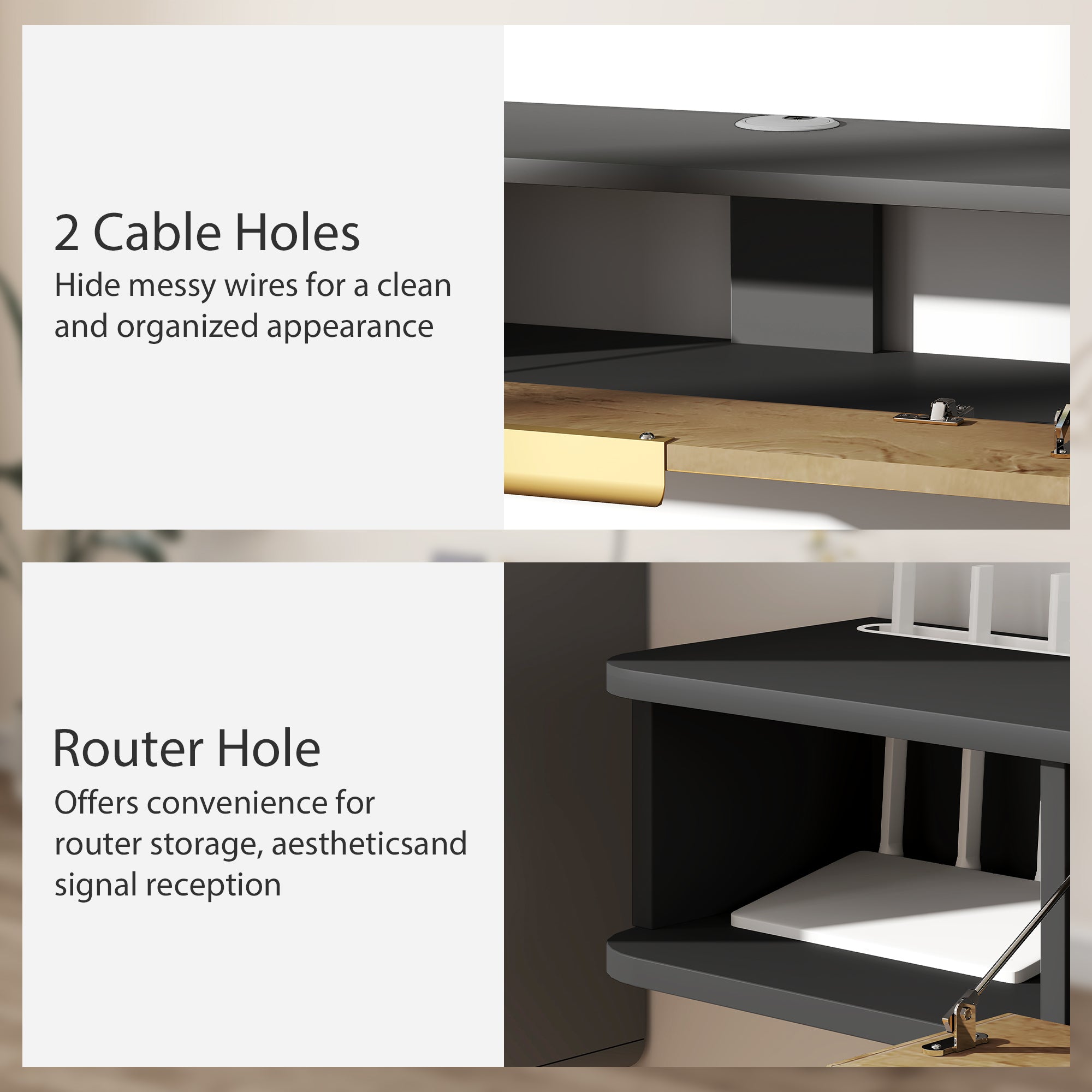 120 cm Floating TV Stand with Storage - Charcoal Grey