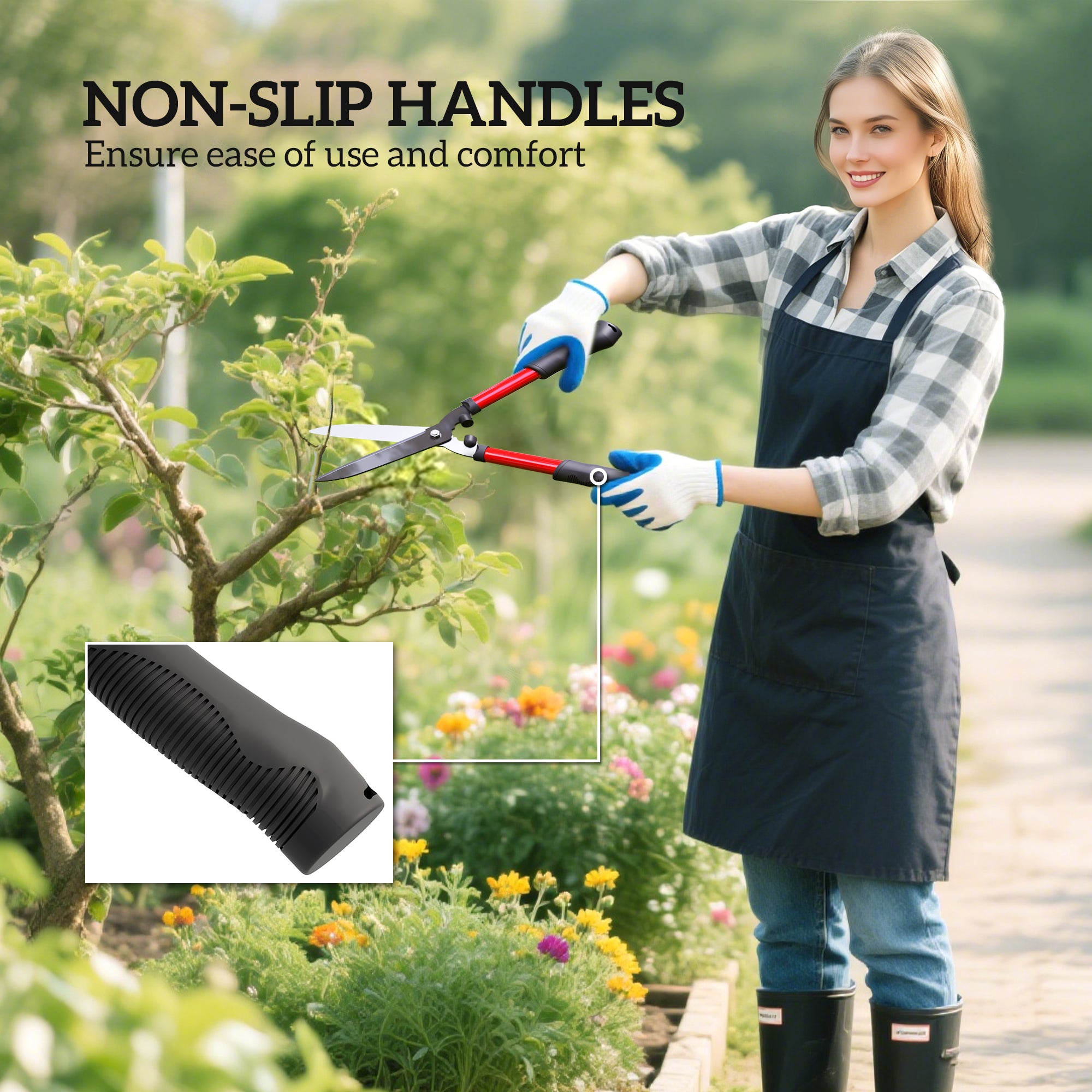 3 Pcs Garden Shears Set with Hedge Shears, Lopper, Garden Secateurs, Lightweight and Compact, Tree Shrub Care Kit for Pruning with Soft Grip Handle