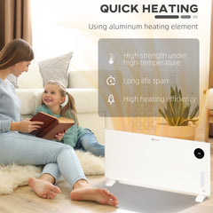 Fynco - 2000W Electric Convector Heater, Freestanding or Wall Mounted, Space Heater with Adjustable Thermostat, Timer, White