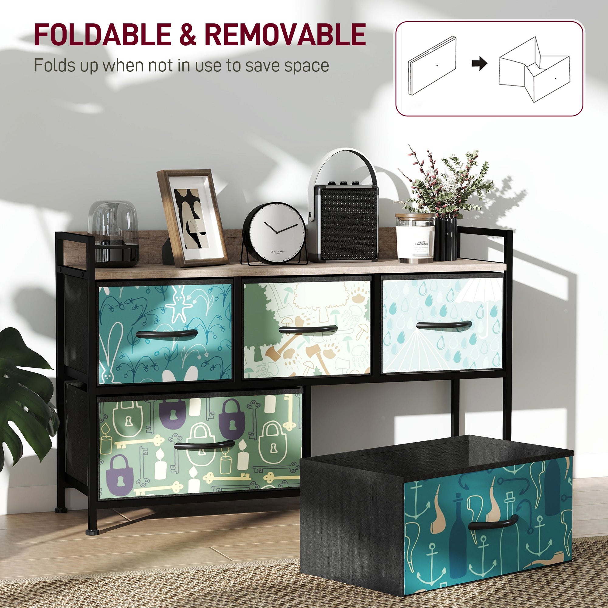 5-Drawer Chest of Drawers - Blue